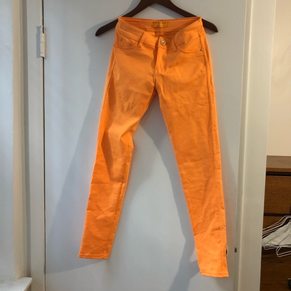 Skinny straight leg pants legging orange 🍊 studs